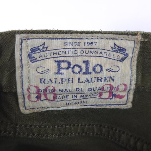 POLO RALPH LAUREN Varick Slim Straight Olive Green Denim Jeans Men's SIZE 36x32. - Picture 4 of 16